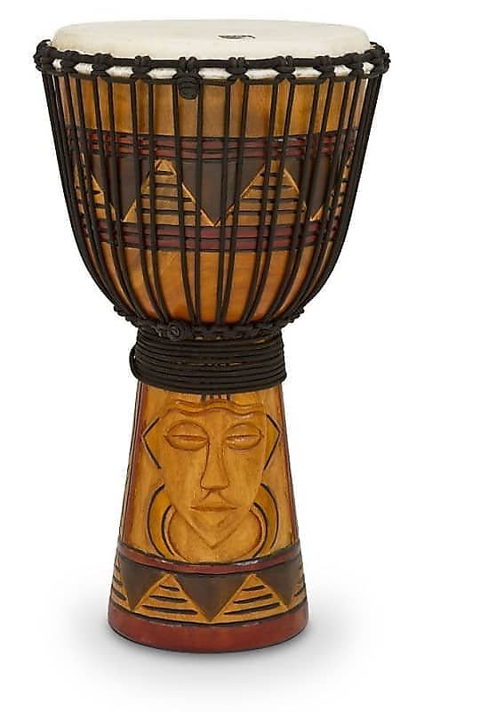 Djembé en bois accordé en corde de la série Toca Origins de 12 pouces avec masque tribal (TODJ-12TM)